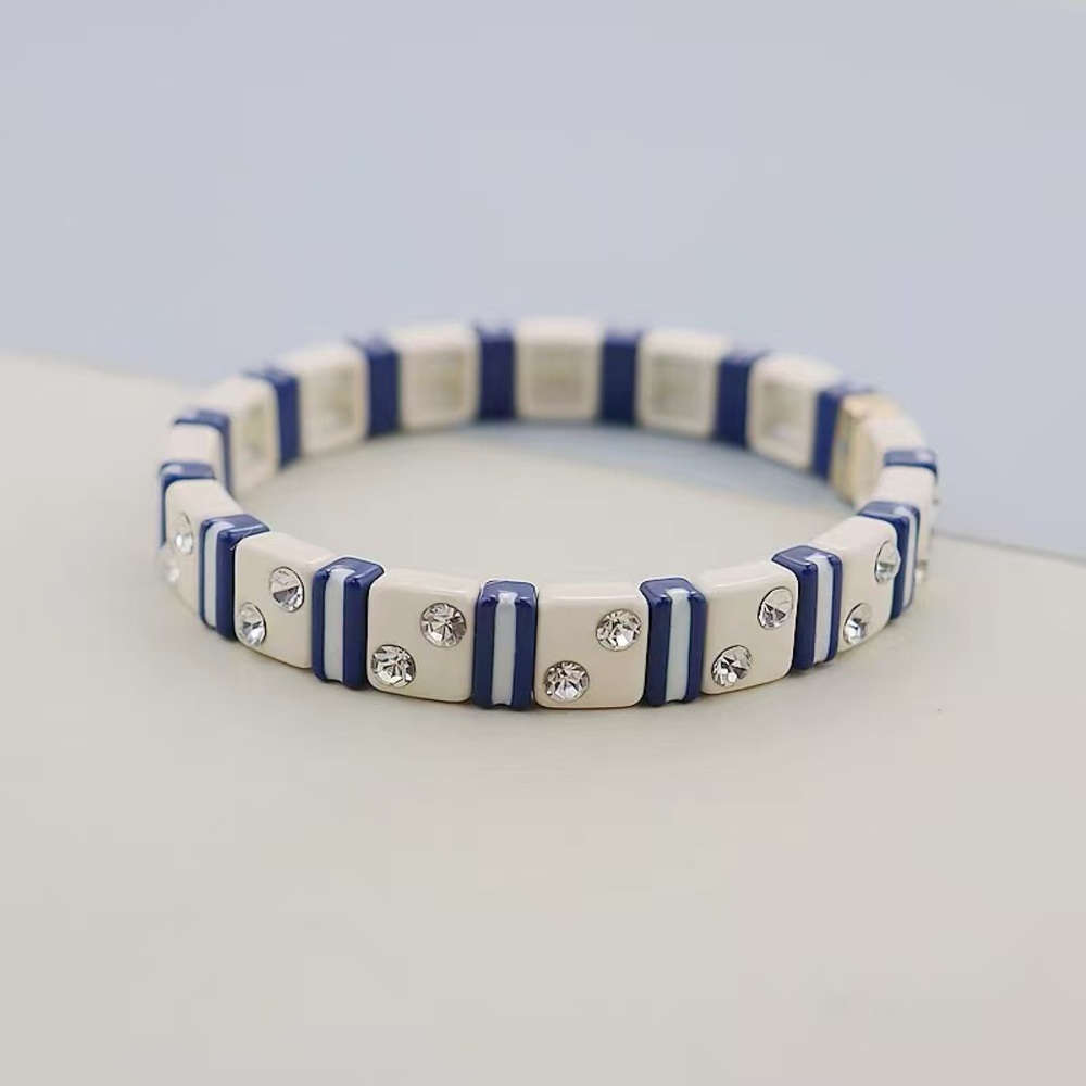Roxanne Assoulin - Bit X Bit Navy and White Stretch Bracelet